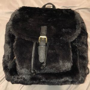Black Fuzzy Backpack/Purse